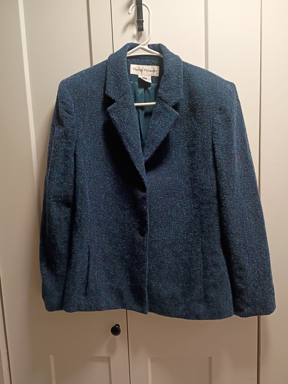 Rena Rowan Teal Tweed Structured Blazer